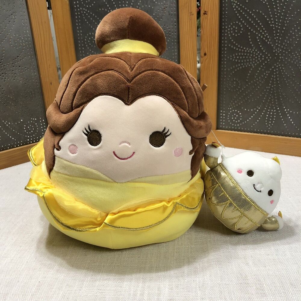 Disney Squishmallow Belle 10" Plush & 5" Lumiere Set Beauty & The Beast Rare